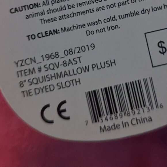 NWT 8" Sharie Sloth XOXO Squishmallows Pink Tie-Dye Plush Stuffed Animal Easter - Picture 5 of 7